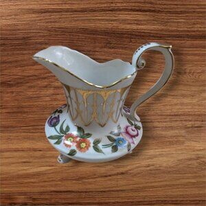 Royal Danube, Small Pitcher with Floral Design, Gold Trim,  cottage tea party